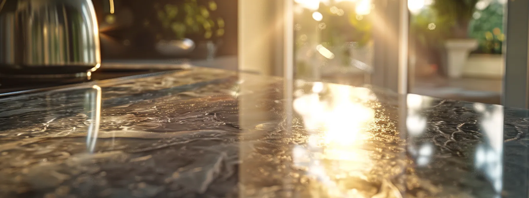 a close-up shot of a kitchen countertop showcasing high-quality materials and impeccable craftsmanship, emphasizing the importance of evaluating product quality and value.