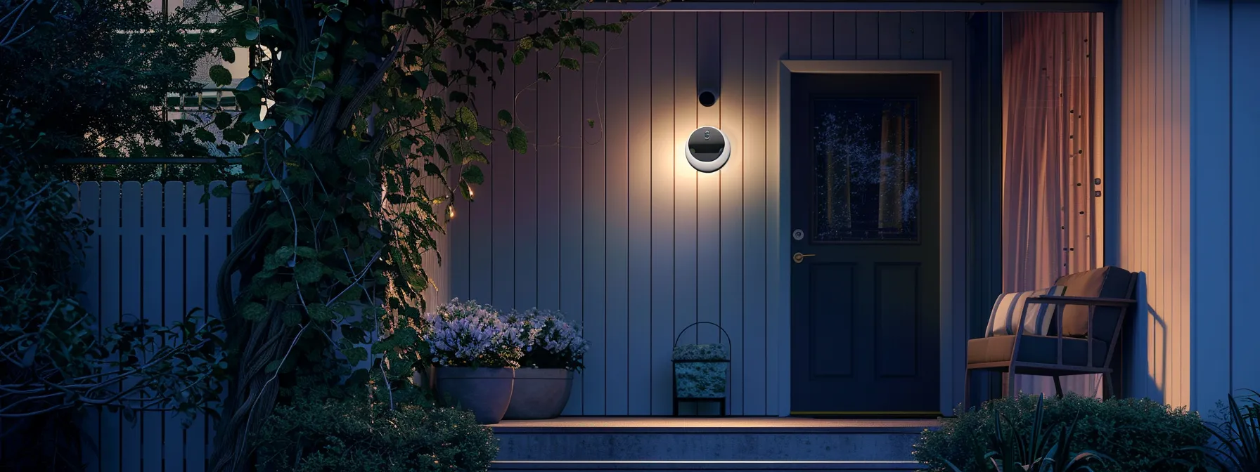 a modern google nest security camera capturing a clear view of a well-lit front porch, enhancing safety and deterring potential intruders.