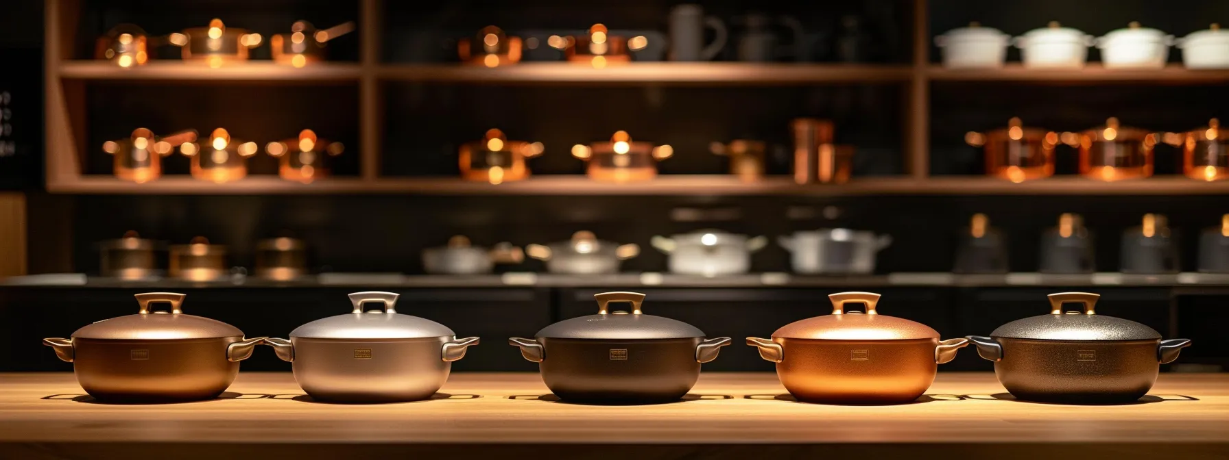 a line-up of stainless steel, cast iron, ceramic, clay, and non-stick hotpot pots, showcasing the variety of materials for culinary enthusiasts.