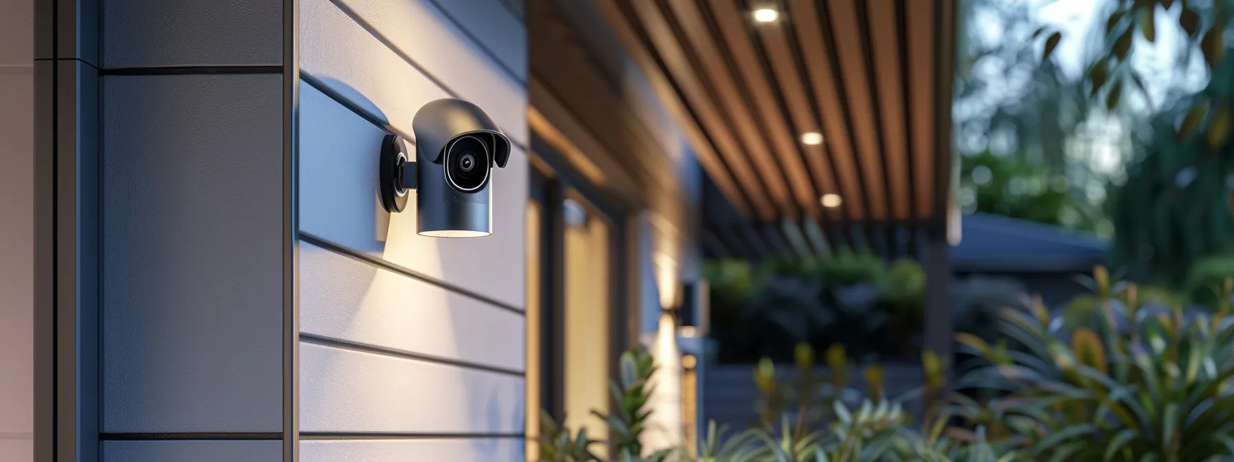 a sleek eufy camera mounted on a modern home's exterior, equipped with facial recognition and ai analytics for advanced surveillance.