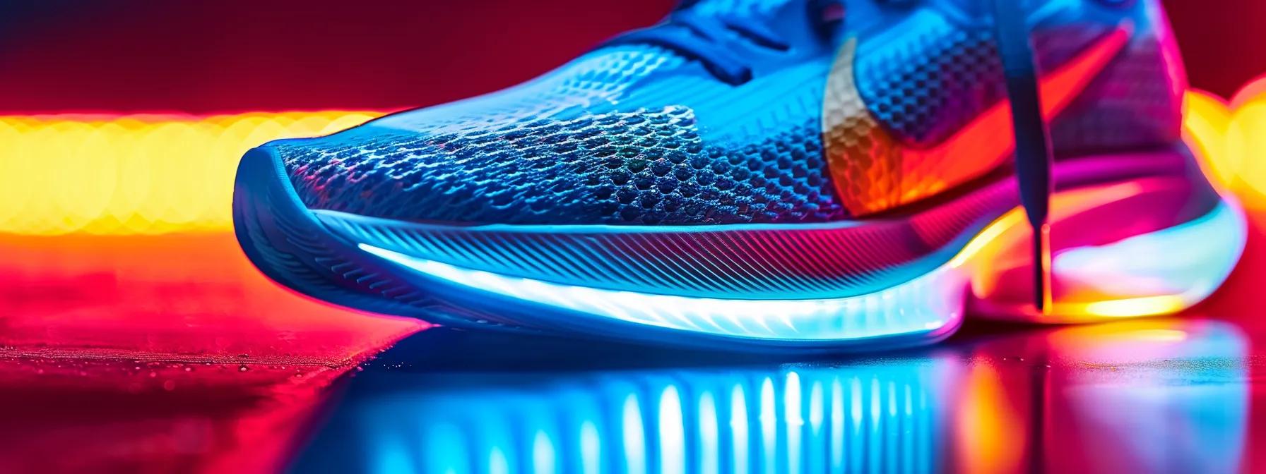 a dynamic close-up of an innovative nike shoe, showcasing its sleek design, vibrant colors, and high-performance materials against a minimalist background, highlighting the seamless fusion of style and function.