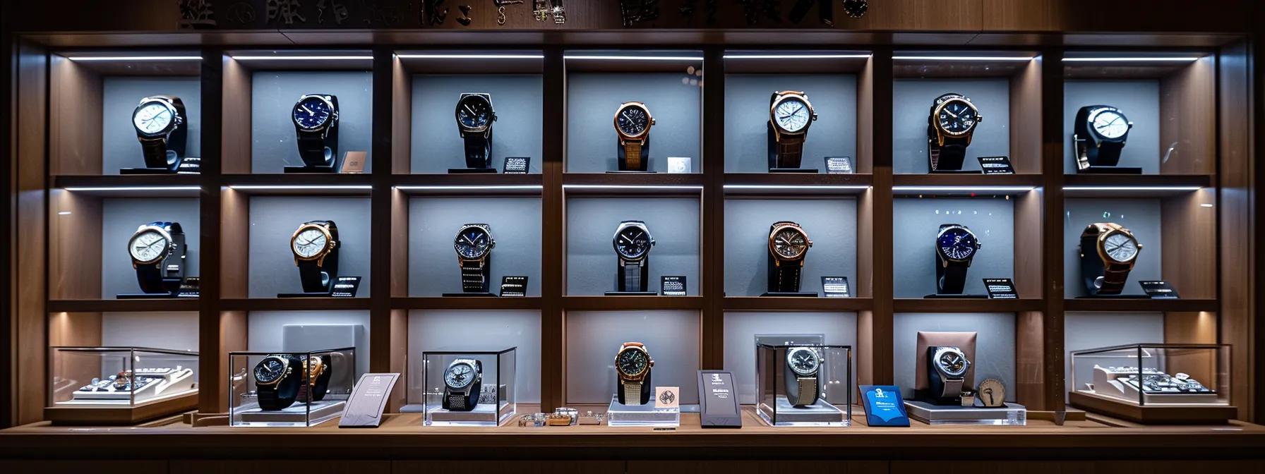 a meticulously organized watch collection elegantly displayed in a soft-lit, minimalist setting, showcasing the beauty and craftsmanship of each timepiece.